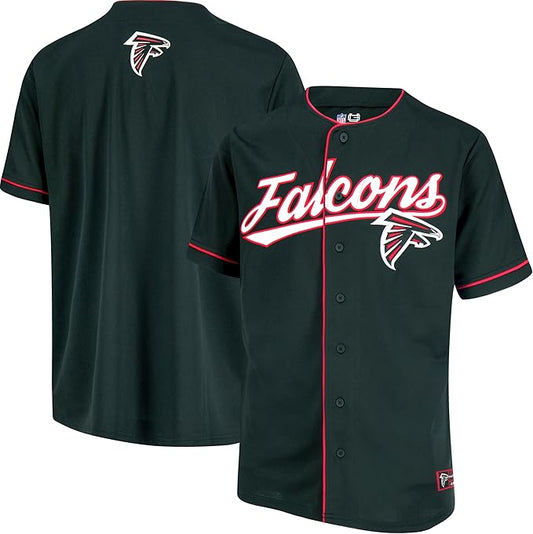 Ultra Game NFL Official Adults Game Day Button Down Baseball Mesh Jersey Shirt - Unisex, Atlanta Falcons, Team Color|Atlanta Falcons