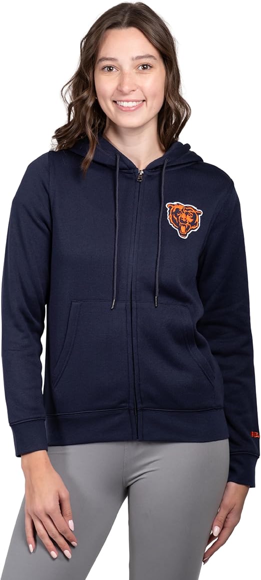 Ultra Game NFL Chicago Bears Official Women's Full Zip Marl Knit Hoodie Sweatshirt Jacket|Chicago Bears