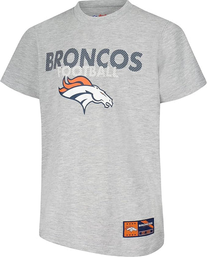 Ultra Game NFL Official Youth Super Soft Game Day T-Shirt, Denver Broncos, Heather Gray|Denver Broncos