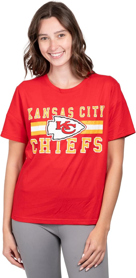 Ultra Game NFL Official Women's Soft Mesh Vintage Gameday Shirt, Kansas City Chiefs, Team Color|Kansas City Chiefs