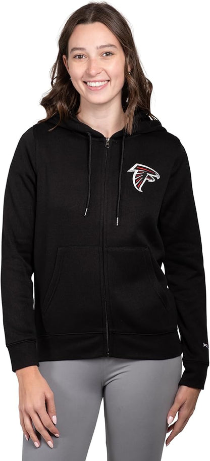 Ultra Game NFL Atlanta Falcons Official Women's Full Zip Marl Knit Hoodie Sweatshirt Jacket|Atlanta Falcons