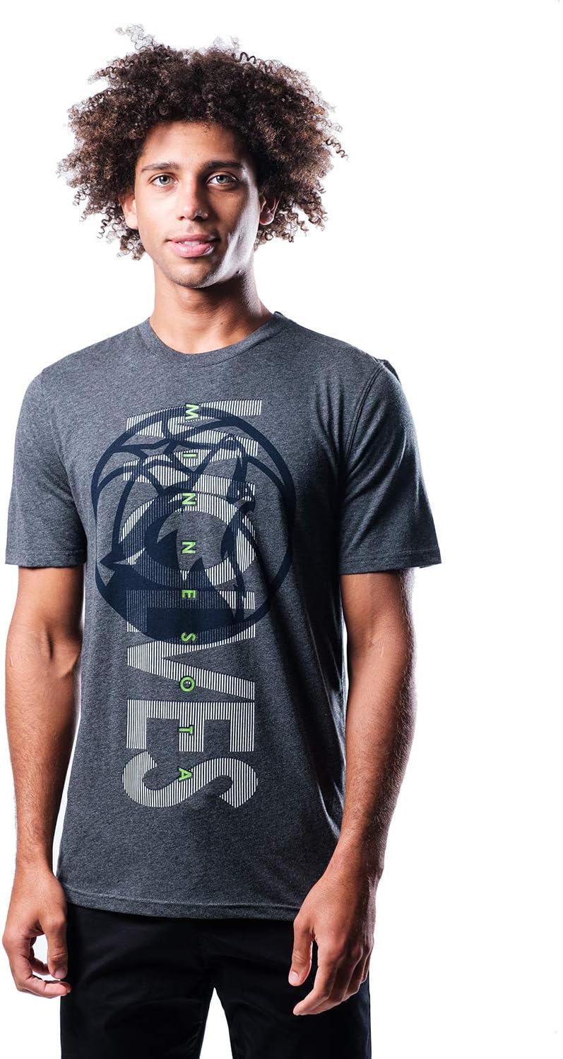 Ultra Game NBA Official Men’s Upright Logo Short Sleeve T- Shirt - Unisex, Minnesota Timberwolves, Heather Charcoal|Minnesota Timberwolves