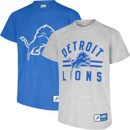 Ultra Game NFL Official Youth Super Soft 2 Pack T-Shirt Set, Detroit Lions|Detroit Lions