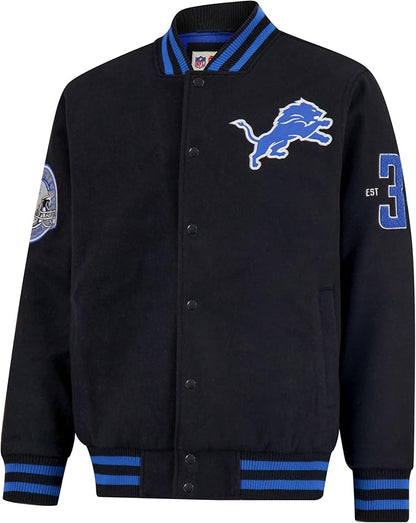 NFL Official Adults Classic Varsity Coaches Jacket Coat - Unisex|Detroit Lions