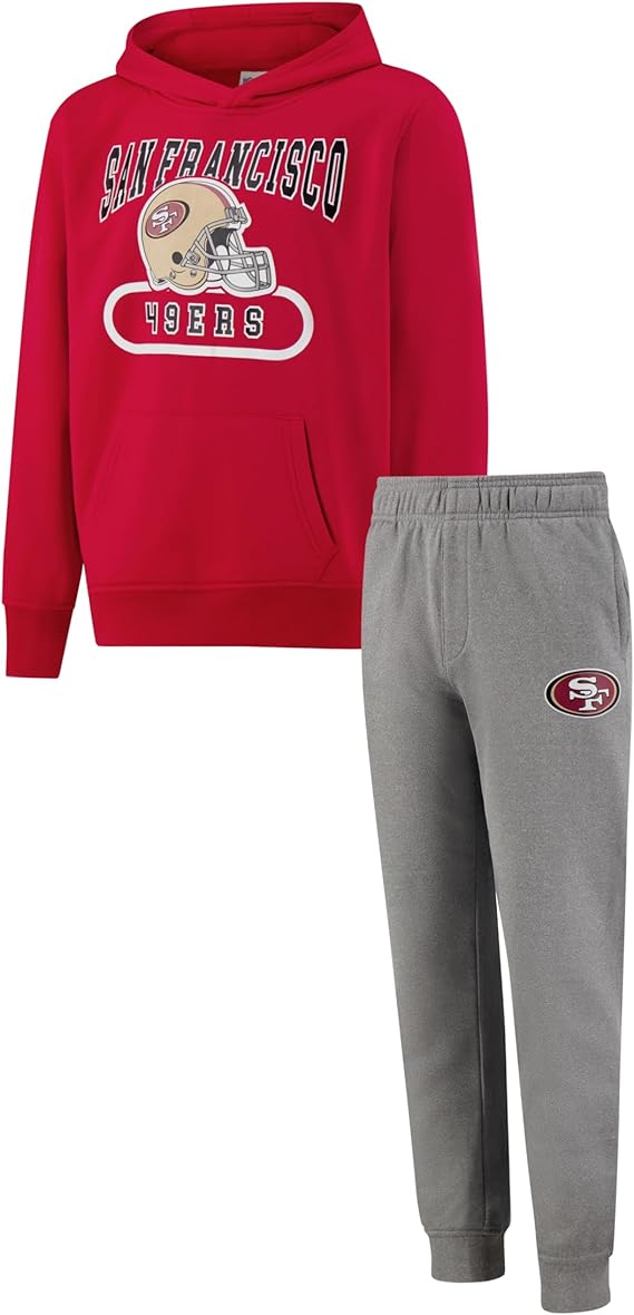 NFL Official Youth Super Soft Jogger & Hoodie Sweatshirt Set|San Francisco 49ers