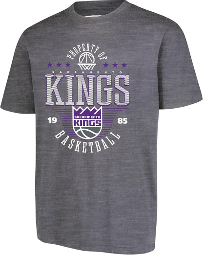 Ultra Game NBA Official Men's Standard Super Soft Mad Props T-Shirt, Sacramento Kings, Heather Charcoal|Sacramento Kings