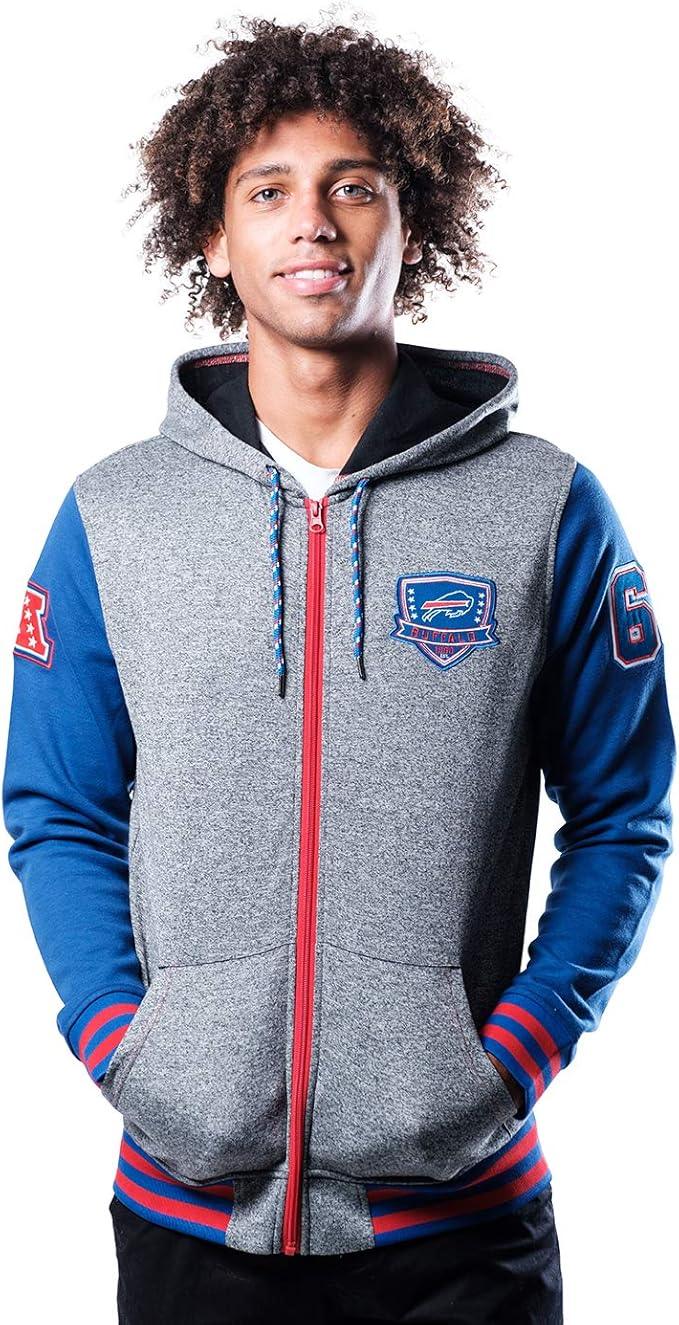 Ultra Game NFL Official Adults Super Soft Supreme Full Zip Varsity Hoodie Sweatshirt Jacket-Unisex, Buffalo Bills, Heather Gray|Buffalo Bills