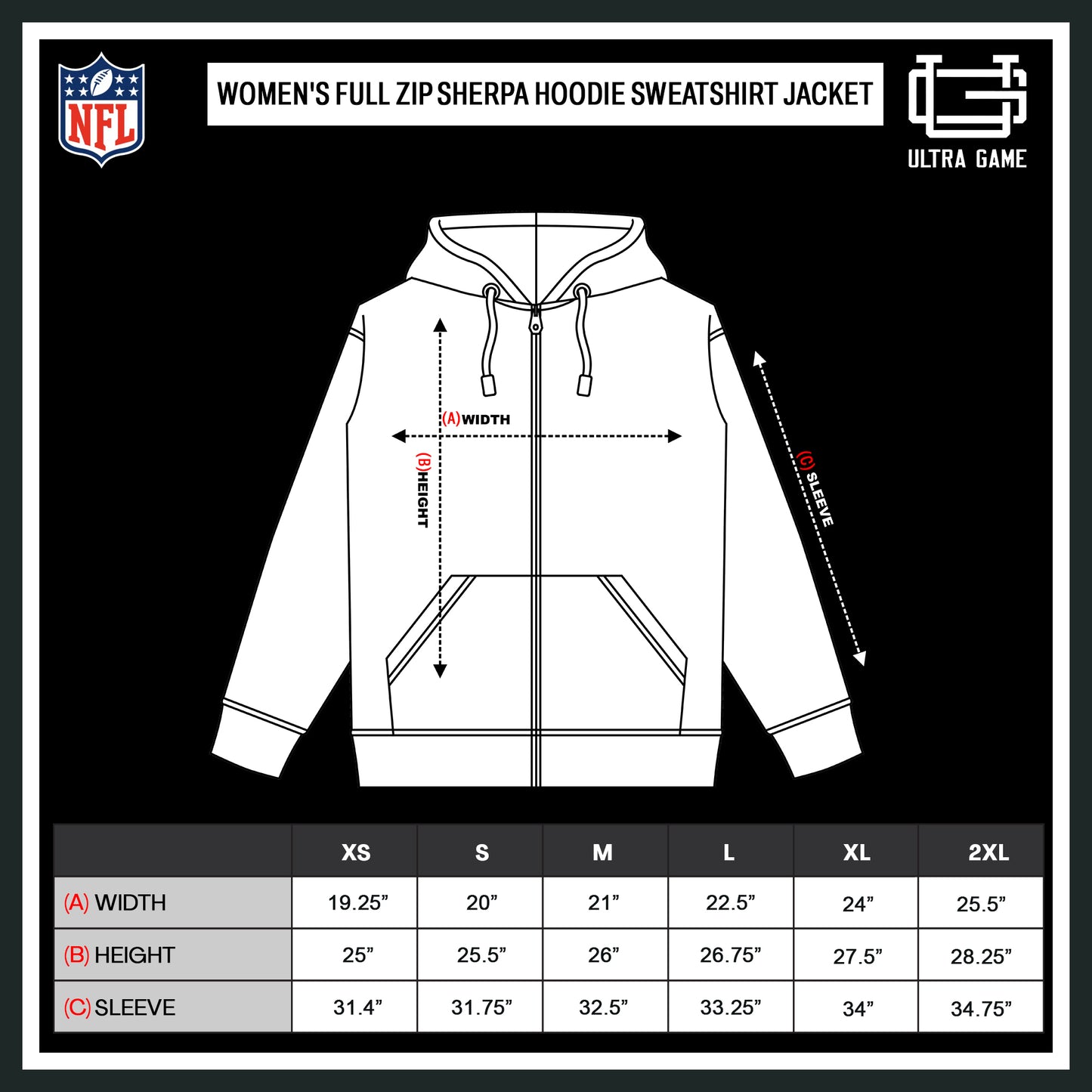 Ultra Game NFL Official Women's Full Zip Soft Sherpa Hoodie Sweatshirt Jacket, Pittsburgh Steelers, Team Color|Pittsburgh Steelers