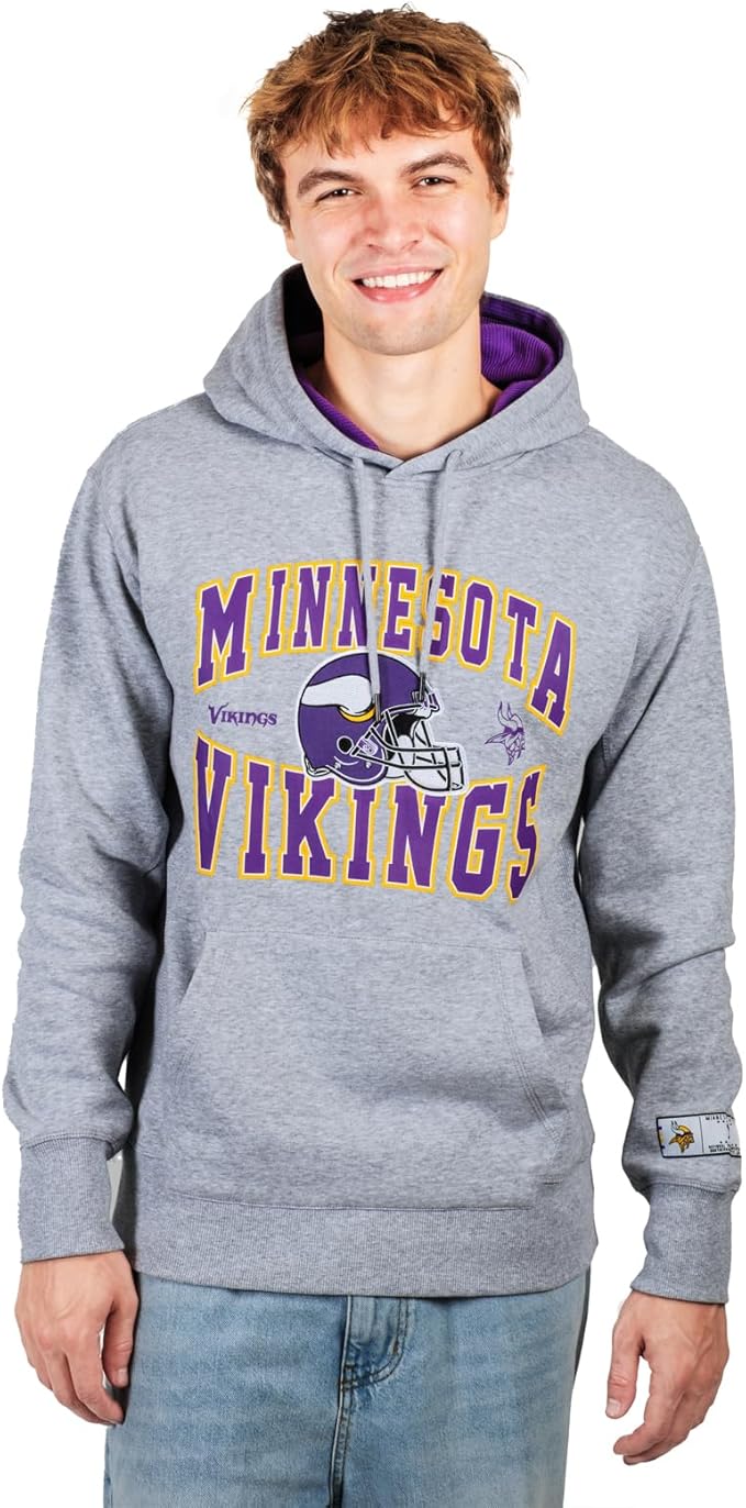 Ultra Game NFL Official Adults Ultimate Quality Super Soft Hoodie Sweatshirt - Unisex, Minnesota Vikings, Heather Gray|Minnesota Vikings