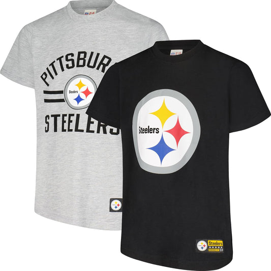 Ultra Game NFL Official Youth Super Soft 2 Pack T-Shirt Set, Pittsburgh Steelers|Pittsburgh Steelers