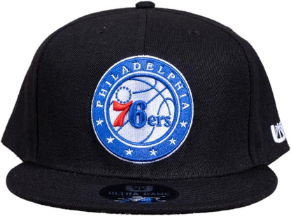 Ultra Game NBA Official Men’s Twill Snap Back Ultimate Baseball Cap Hat - Unisex, Philadelphia 76ers, Black, 1SIZE|Philadelphia 76ers