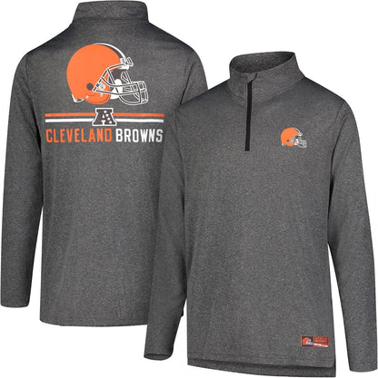 Ultra Game NFL Official Adults Super Soft Quarter Zip Long Sleeve T-Shirt - Unisex Cleveland Browns|Cleveland Browns