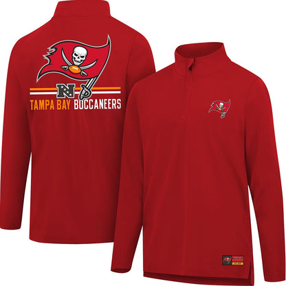 Ultra Game NFL Official Adults Super Soft Quarter Zip Long Sleeve T-Shirt - Unisex Tampa Bay Buccaneers|Tampa Bay Buccaneers