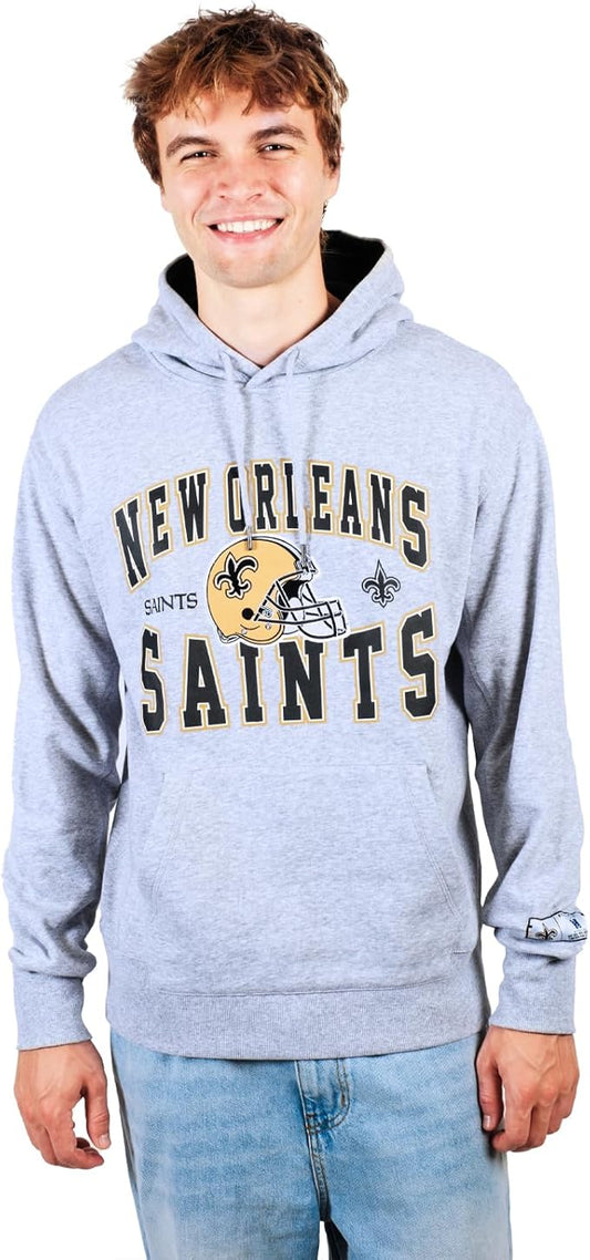 Ultra Game NFL Official Adults Ultimate Quality Super Soft Hoodie Sweatshirt - Unisex, New Orleans Saints, Heather Gray|New Orleans Saints