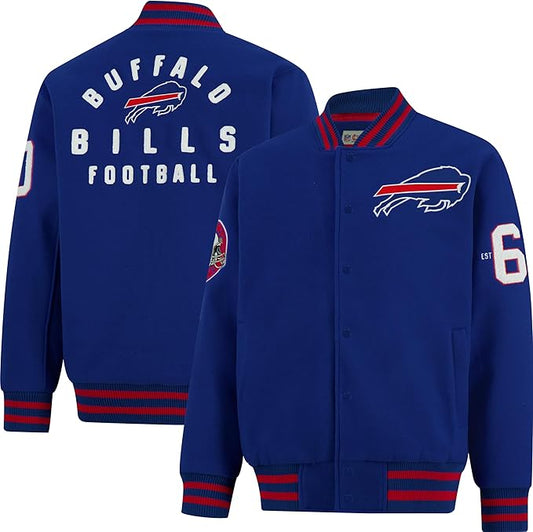 Ultra Game NFL Official Adults Classic Varsity Coaches Jacket Coat - Unisex, Buffalo Bills, Team Color|Buffalo Bills