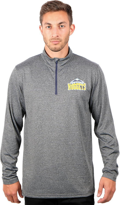 Ultra Game NBA Official Men’s Quarter Zip Long Sleeve Pullover T-Shirt - Unisex Denver Nuggets|Denver Nuggets