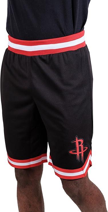 Ultra Game NBA Official Men’s Active Knit Basketball Training Shorts - Unisex, Houston Rockets, Black|Houston Rockets