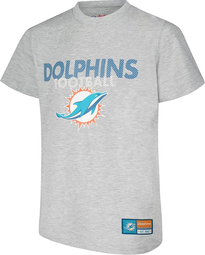 Ultra Game NFL Official Youth Super Soft Game Day T-Shirt, Miami Dolphins, Heather Gray|Miami Dolphins