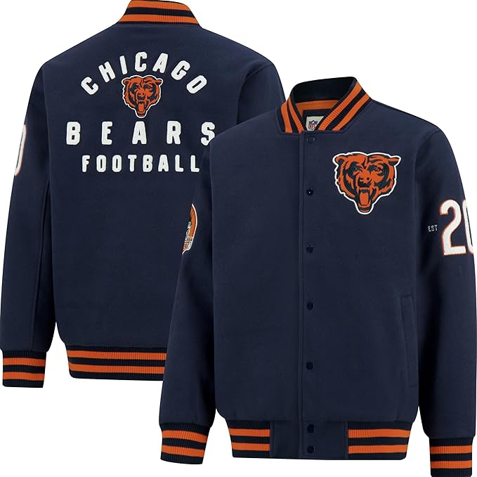 Ultra Game NFL Official Adults Classic Varsity Coaches Jacket Coat - Unisex, Chicago Bears, Team Color|Chicago Bears