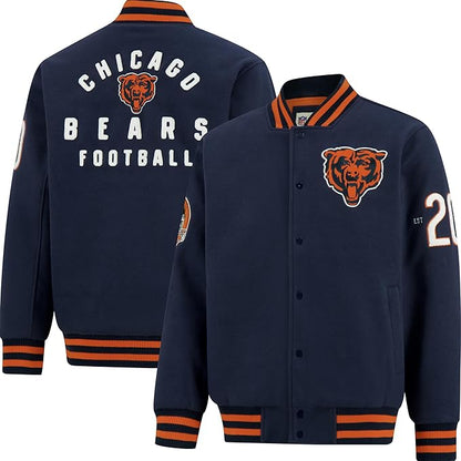 Ultra Game NFL Official Adults Classic Varsity Coaches Jacket Coat - Unisex, Chicago Bears, Team Color|Chicago Bears