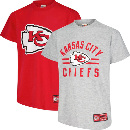 Ultra Game NFL Official Youth Super Soft 2 Pack T-Shirt Set, Kansas City Chiefs|Kansas City Chiefs