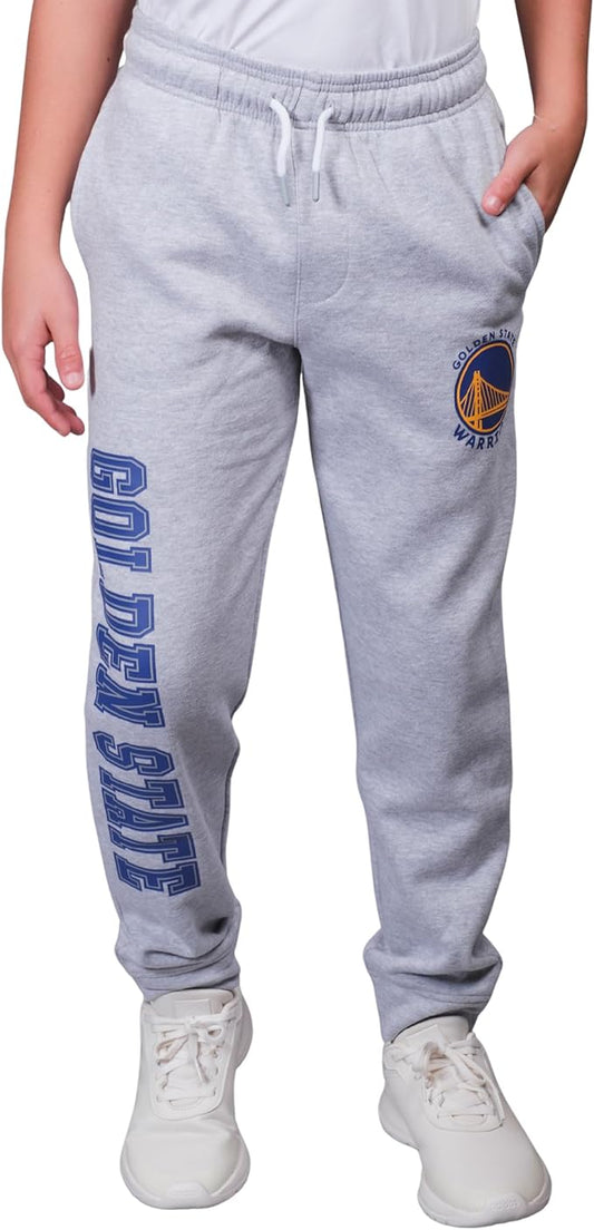 Ultra Game Youth's NBA Official Super Soft Game Day Jogger Sweatpants, Golden State Warriors, Heather Gray|Golden State Warriors