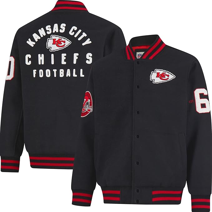 NFL Official Adults Classic Varsity Coaches Jacket Coat - Unisex|Kansas City Chiefs