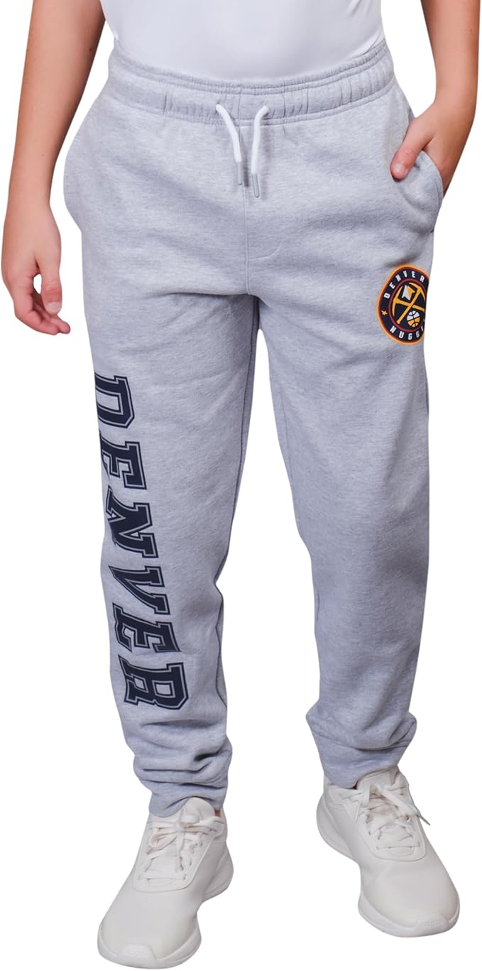 Ultra Game Youth's NBA Official Super Soft Game Day Jogger Sweatpants, Denver Nuggets, Heather Gray|Denver Nuggets