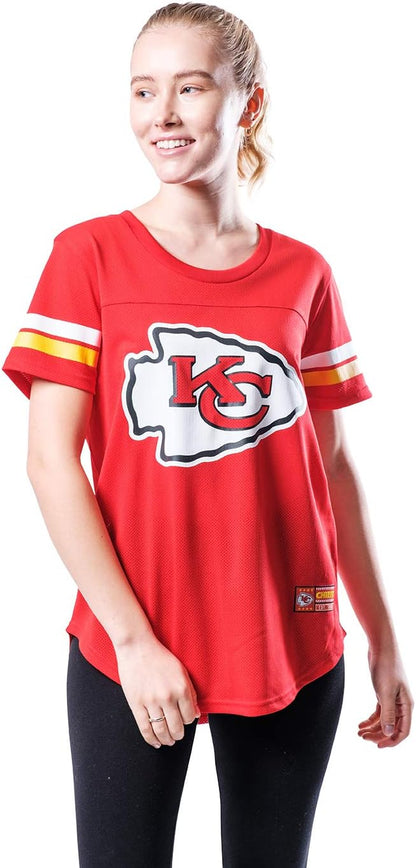 NFL Official Women's Super Soft Mesh Jersey T-Shirt, Kansas City Chiefs, Team Color|Kansas City Chiefs