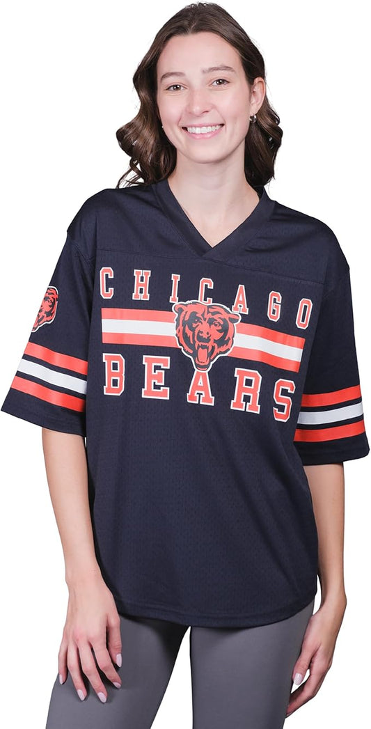 Ultra Game NFL Official Women's Soft Mesh Vintage Gameday Shirt, Chicago Bears, Team Color|Chicago Bears