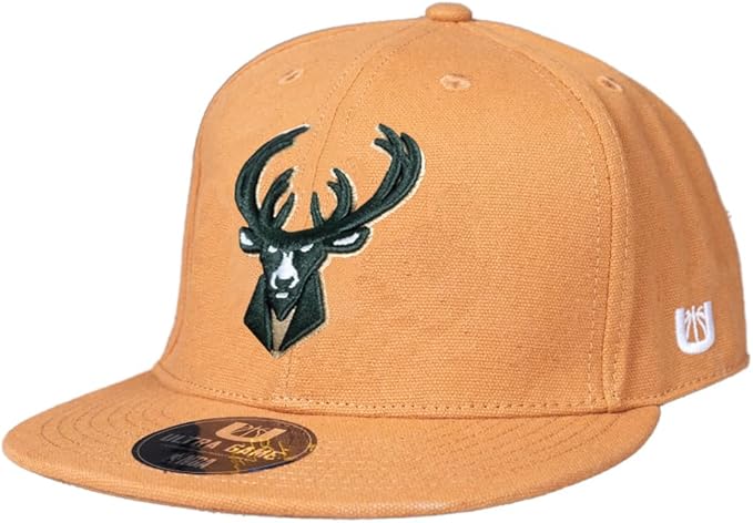 Ultra Game Adults Unisex's NBA Official Snap Back Canvas Baseball Cap Hat, Milwaukee Bucks, One Size|Milwaukee Bucks