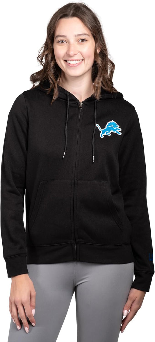 NFL Detroit Lions Official Women's Full Zip Marl Knit Hoodie Sweatshirt Jacket|Detroit Lions