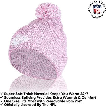 Ultra Game Adults Unisex NFL Official Super Soft Winter Beanie Knit Hat with Extra Warm Touch Screen Gloves|Kansas City Chiefs