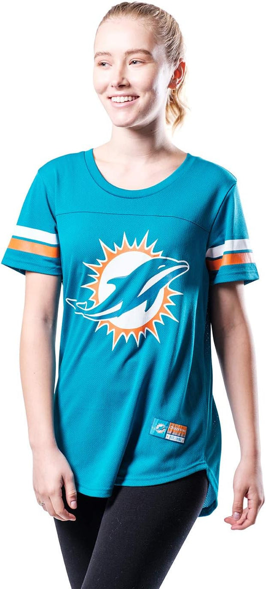 NFL Official Women's Super Soft Mesh Jersey T-Shirt|Miami Dolphins