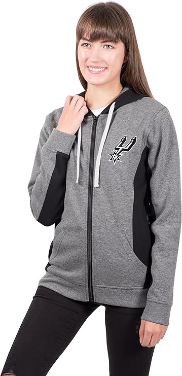 Ultra Game NBA Women's  Officiall Standard Full Zip Hoodie Sweatshirt Jacket, San Antonio Spurs|San Antonio Spurs