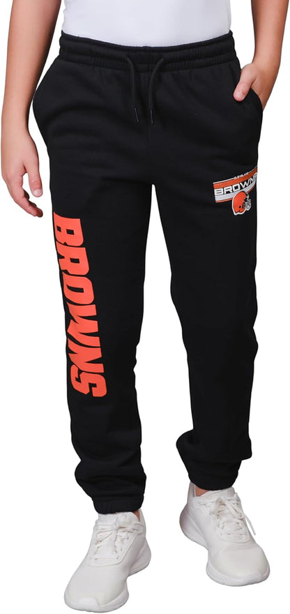 Ultra Game NFL Official Youth Super Soft Game Day Jogger Sweatpants, Cleveland Browns, Black|Cleveland Browns