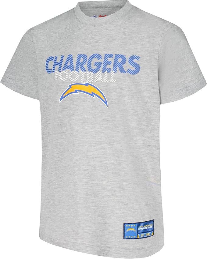 Ultra Game NFL Official Youth Super Soft Game Day T-Shirt, Los Angeles Chargers, Heather Gray|Los Angeles Chargers