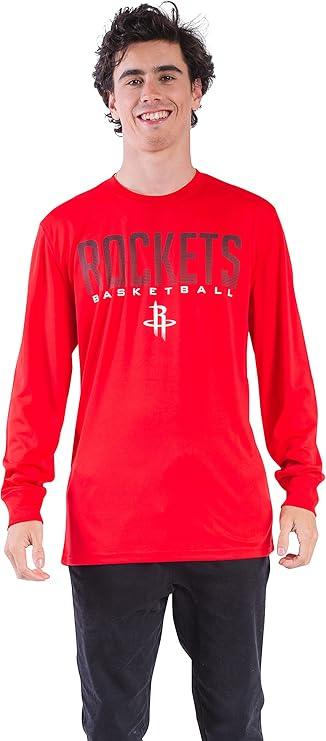 Ultra Game NBA Official Men’s Super Soft Game Day Long Sleeve T-Shirt - Unisex Houston Rockets|Houston Rockets