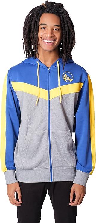 Ultra Game NBA Official Men’s Contrast Back Cut Full Zip Hoodie Sweatshirt - Unisex, Golden State Warriors, Team Color|Golden State Warriors