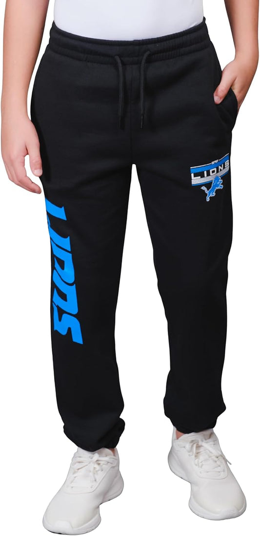 NFL Official Youth Super Soft Game Day Jogger Sweatpants, Detroit Lions, Black|Detroit Lions