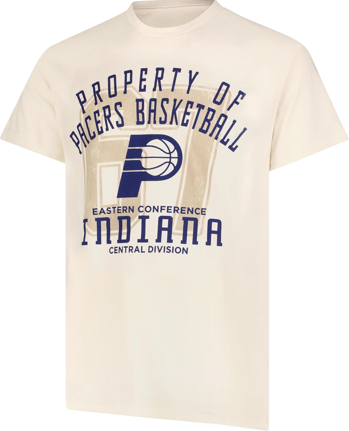 Ultra Game NBA Official Men's Standard Super Soft Nostalgic T-Shirt, Indiana Pacers,Cream|Indiana Pacers