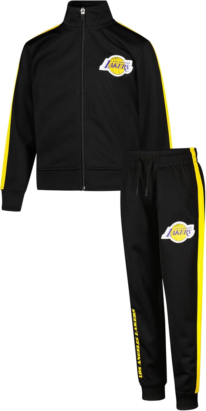 Ultra Game Youth NBA Official Super Soft Full Zip Active Track Jacket and Pants Set, Los Angeles Lakers, Black|Los Angeles Lakers