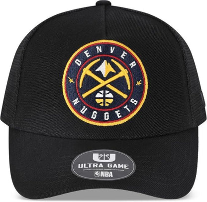 Ultra Game NBA Official Men’s Snap Back All Around The World Trucker Baseball Cap Hat - Unisex, Denver Nuggets, Black Marl, 1SIZE|Denver Nuggets