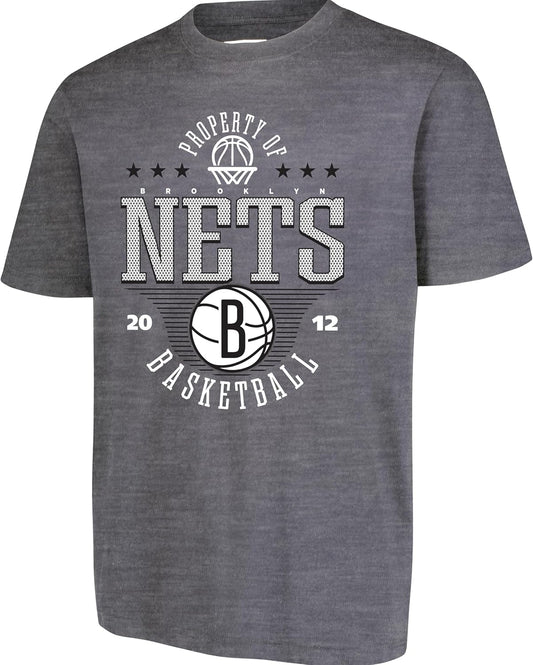 Ultra Game NBA Official Men's Standard Super Soft Mad Props T-Shirt, Brooklyn Nets, Heather Charcoal|Brooklyn Nets