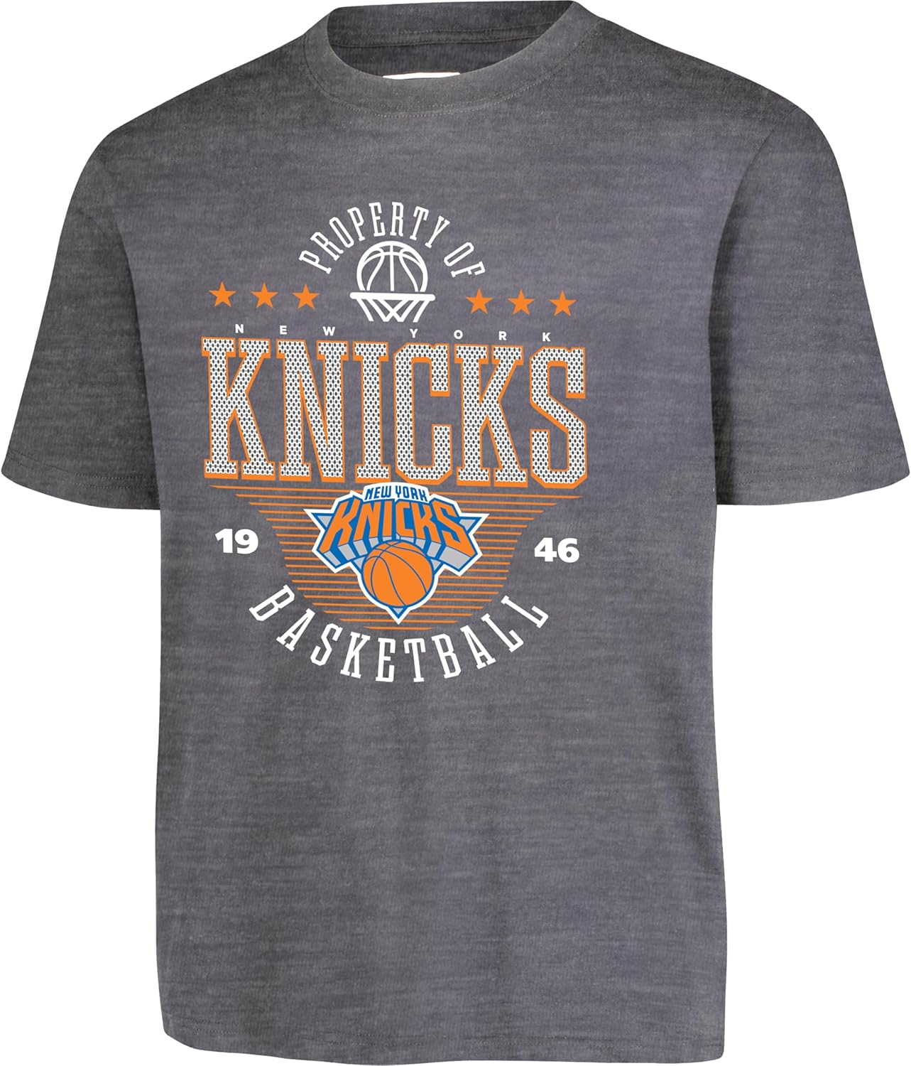 Ultra Game NBA Official Youth Super Soft Mad Props T-Shirt, New York Knicks, Heather Charcoal|New York Knicks