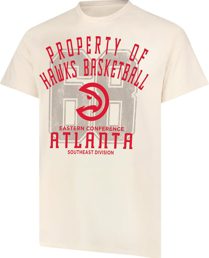 Ultra Game NBA Official Men's Standard Super Soft Nostalgic T-Shirt, Atlanta Hawks,Cream|Atlanta Hawks