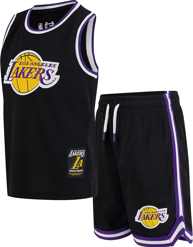 Ultra Game Youth's NBA Official Super Soft Tank Top & Shorts 2-Piece Set, Los Angeles Lakers, Black|Los Angeles Lakers