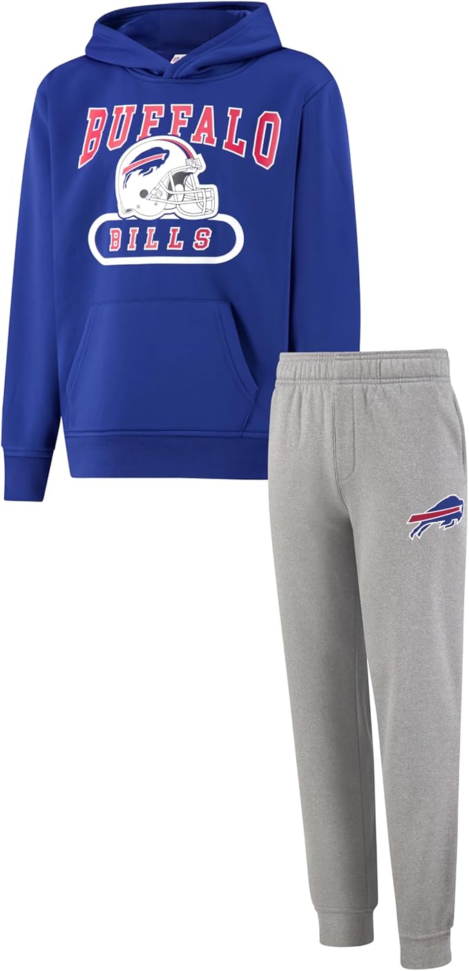 NFL Official Youth Super Soft Jogger & Hoodie Sweatshirt Set|Buffalo Bills