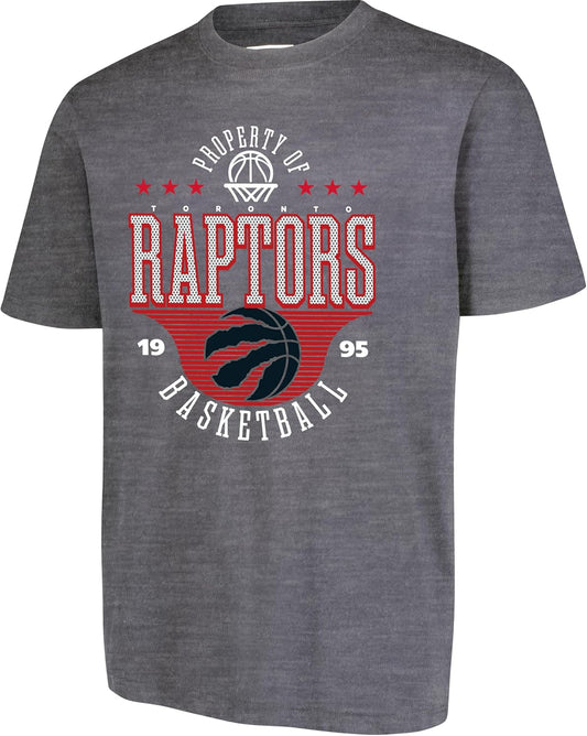 Ultra Game NBA Official Men's Standard Super Soft Mad Props T-Shirt, Toronto Raptors, Heather Charcoal|Toronto Raptors