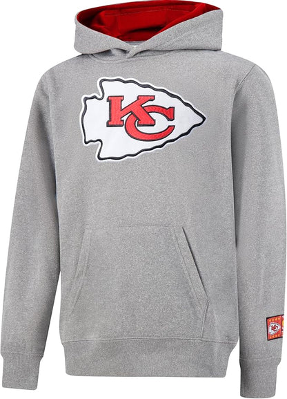 NFL Official Youth Super Soft Hoodie Sweatshirt Pullover - Warm Polyester Blend|Kansas City Chiefs